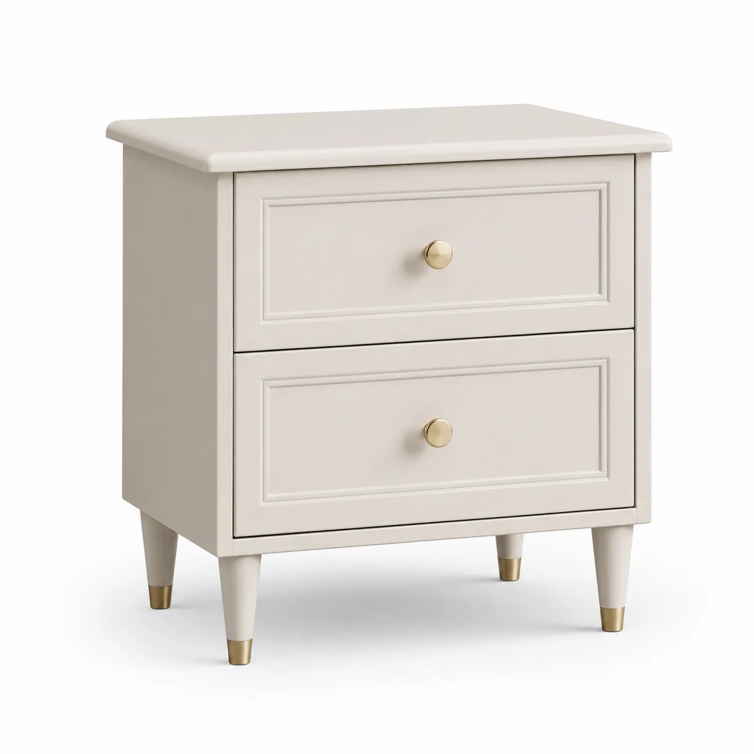 Nachttisch aus MDF mit Metalldetails, 60x40x55 cm, Beige
