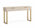 Konsole aus MDF und Metall mit zwei Schubladen Beige/Gold 120x35x80 cm