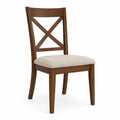 Holzstuhl mit gepolstertem Sitz in Beige
