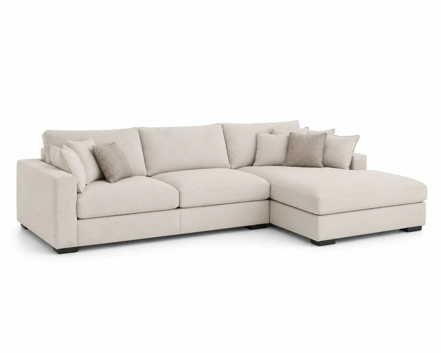 L-förmiges Sofa mit Chaiselongue aus beigem Stoff
