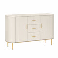 Aparador de Madera MDF y Metal Blanco y Dorado 160x40x80 cm
