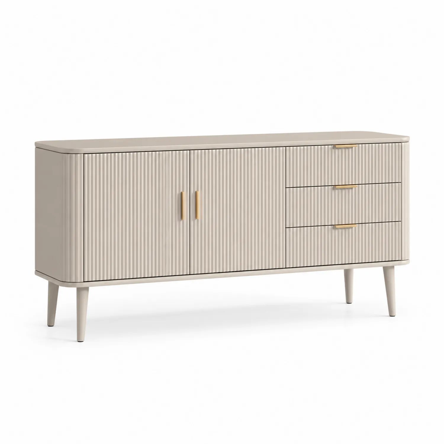 Sideboard aus Holz mit Türen und Schubladen 150x40x80 cm Beige