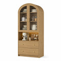 Aparador de Madera de Roble con Puertas de Vidrio Estriado