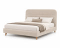 Stoffbett mit abgerundetem Kopfteil, 200x160 cm, beige