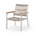 Stuhl aus Aluminium und Seil mit Armlehnen aus Holz, 70x70x80 cm, Beige