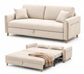 Beiges Stoff-Schlafsofa mit Holz- und Metallrahmen