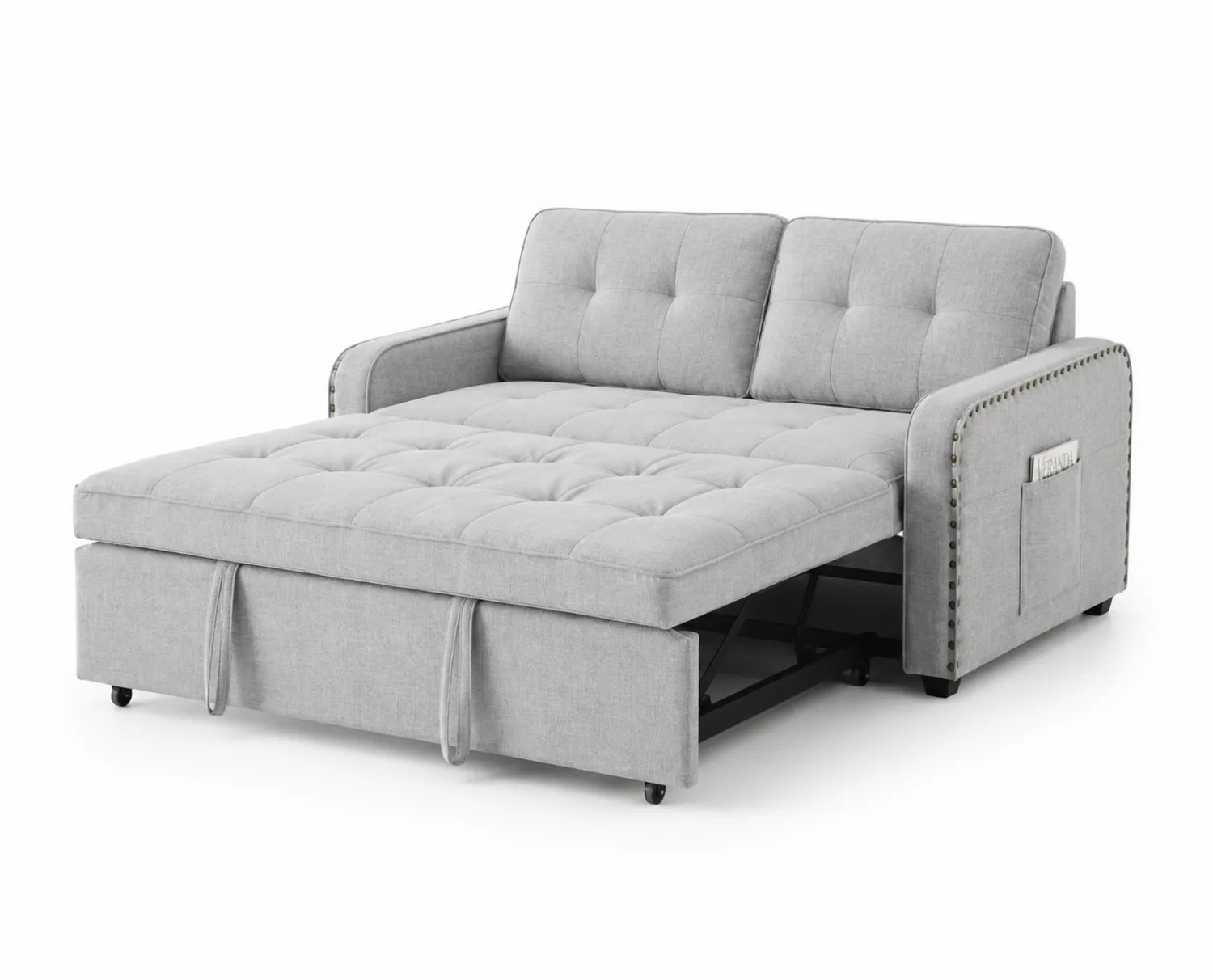 Schlafsofa aus hellgrauem Stoff