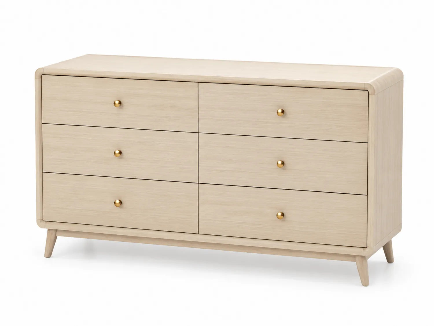 Holzkommode mit 6 Schubladen Eiche Beige 120x45x75 cm