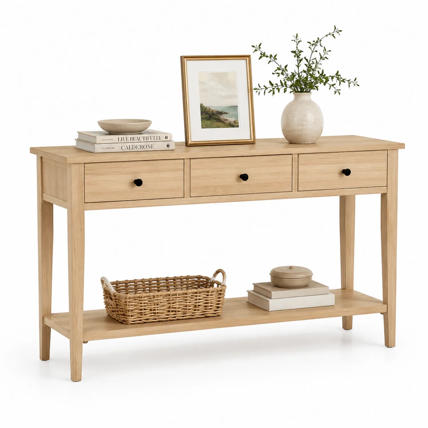 Holz-Konsolentisch mit 3 Schubladen 120x35x80 cm