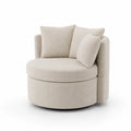 Runder Sessel aus Polyester Beige mit Kissen, Durchmesser 90 cm