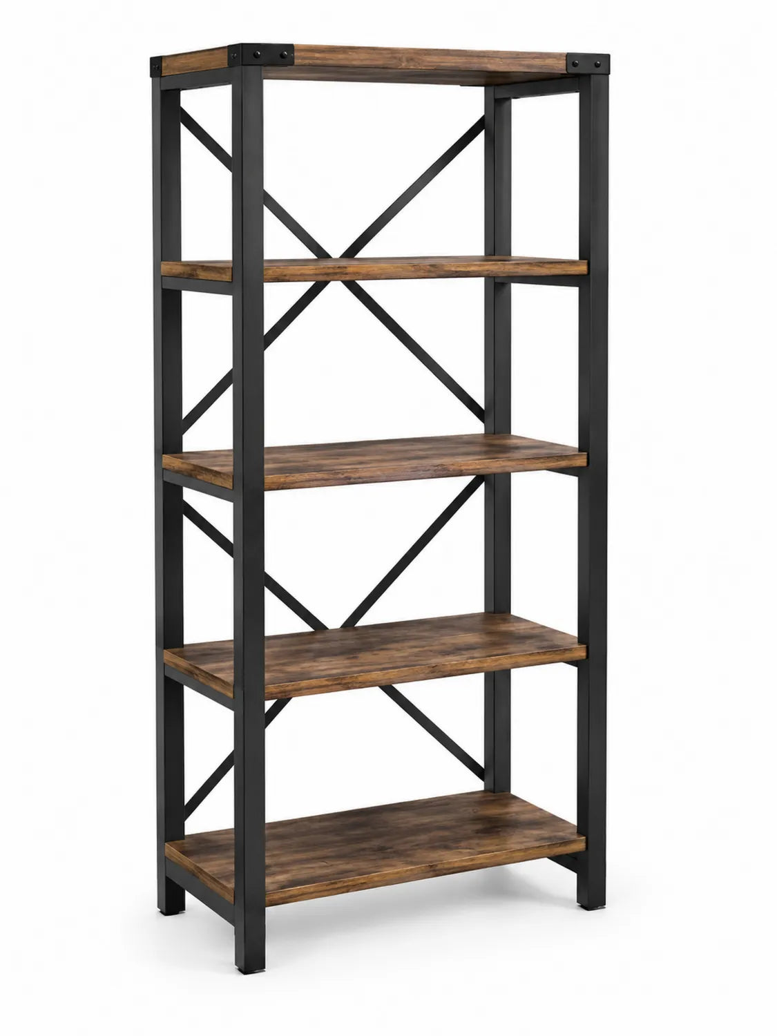 Regal aus Holz und Metall mit 5 Ebenen Braun/Schwarz