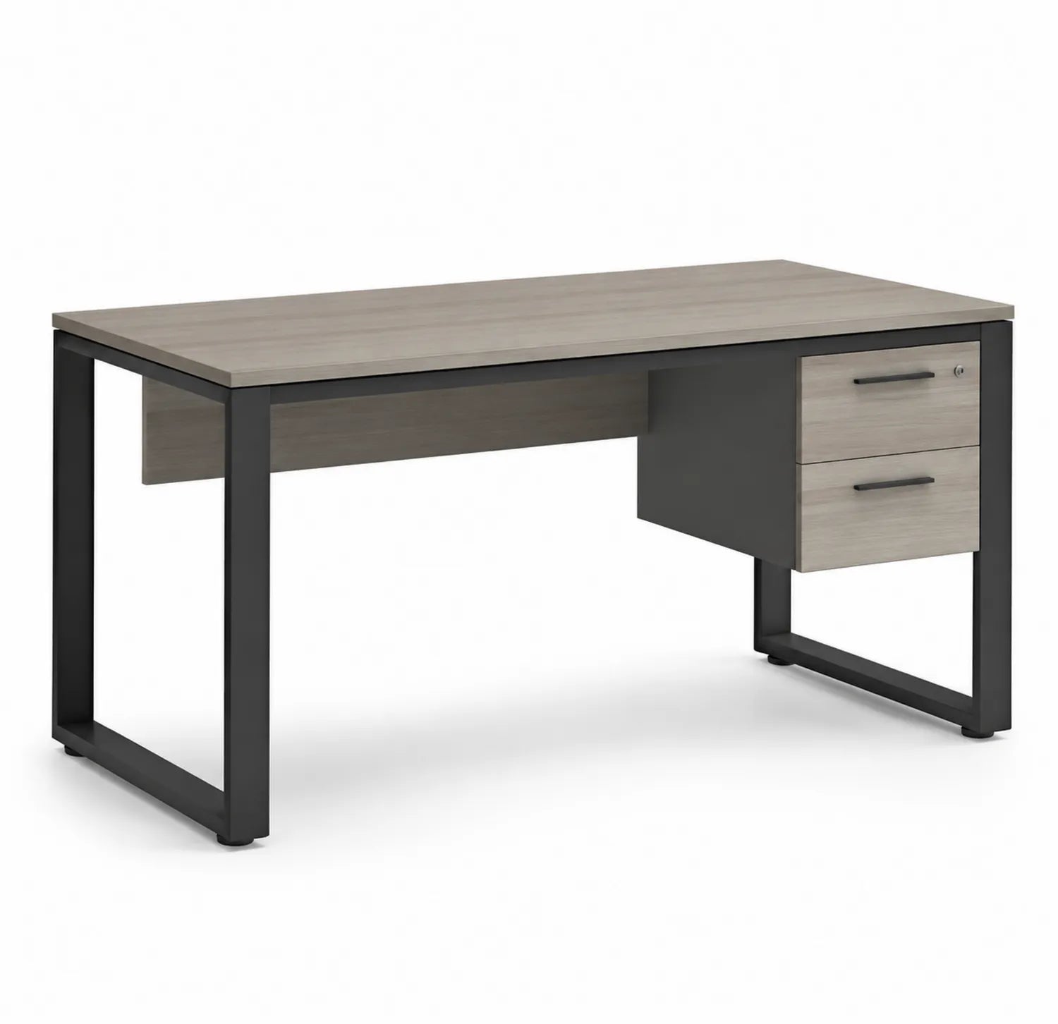 Schreibtisch aus Holz und Metall mit Schubladen, 160x80x75 cm, Grau