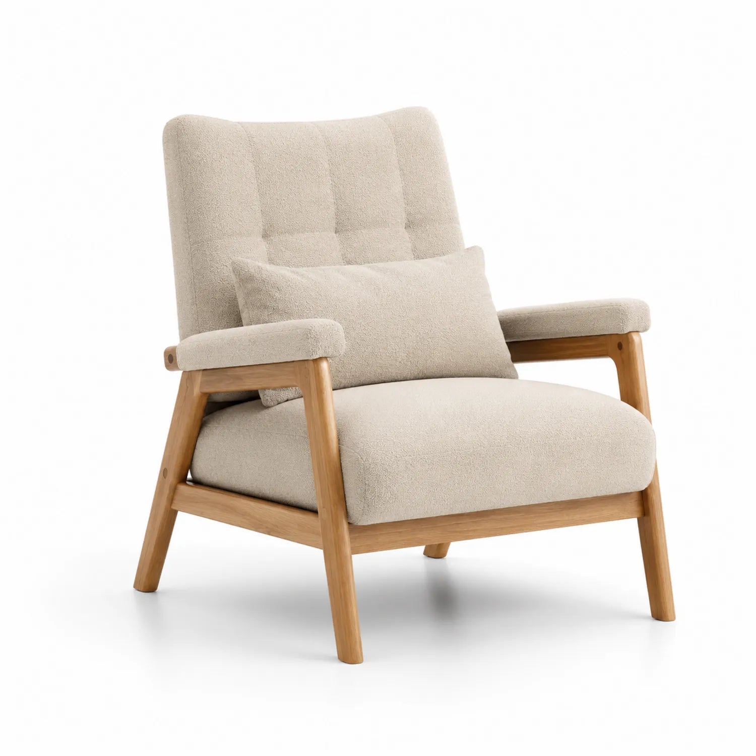 Gepolsterter Stuhl mit Eichenholzgestell Beige