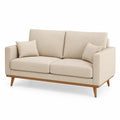2-Sitzer-Sofa, beige, mit Polyesterbezug und Holzfüßen
