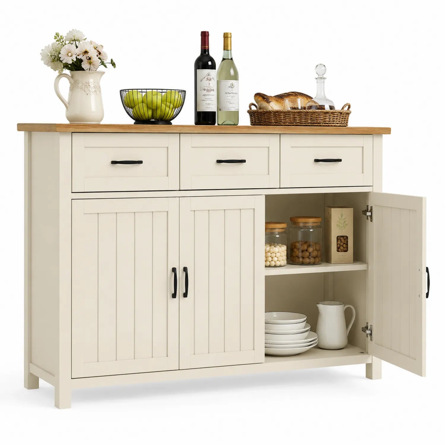 Sideboard aus Holz mit Türen und Schubladen Beige 120x40x85 cm