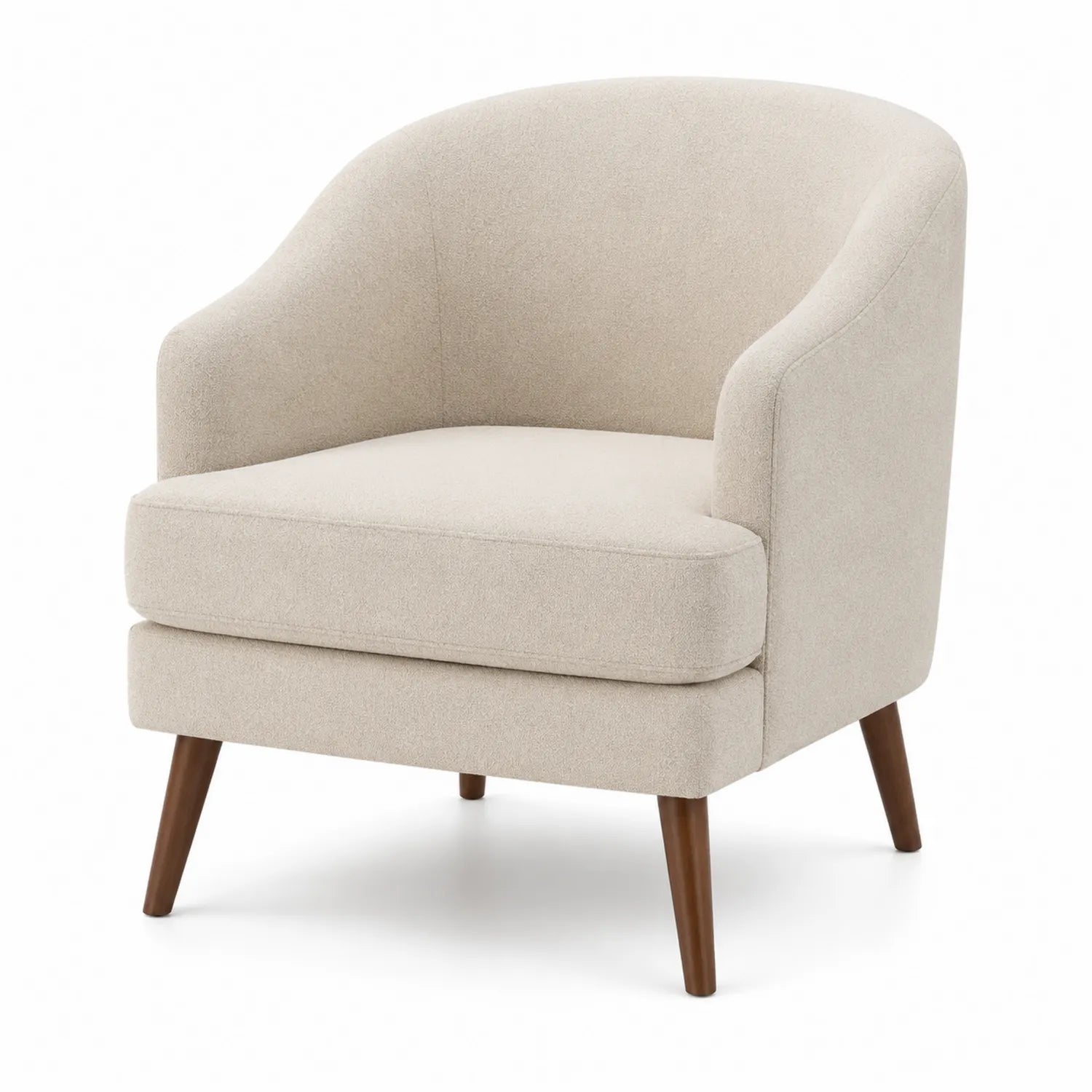 Sessel aus Polyestergewebe mit Holzfüßen Beige