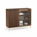 Nussbaum-Sideboard mit Türen aus gehärtetem Glas 120x40x90 cm