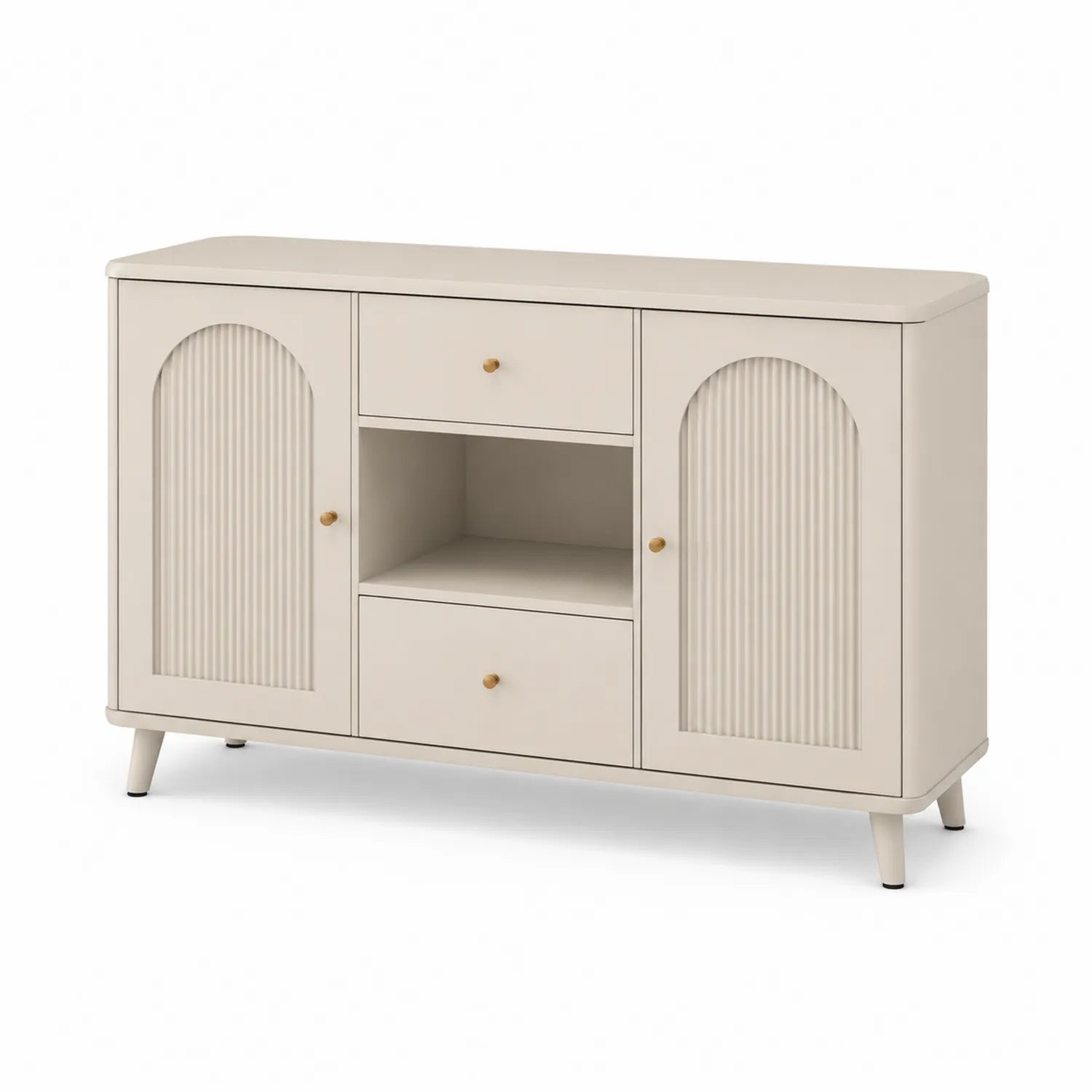 MDF-Anrichte mit 2 Türen und 3 Schubladen Beige 80x40x100cm