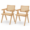 Stühle aus Eiche und Rattan, 2 Stück
