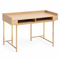 Schreibtisch aus Eiche und goldfarbenem Metall 120x60x75 cm