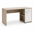 Escritorio de Madera con Cajón y Estante 120x60x75 cm Blanco/Roble