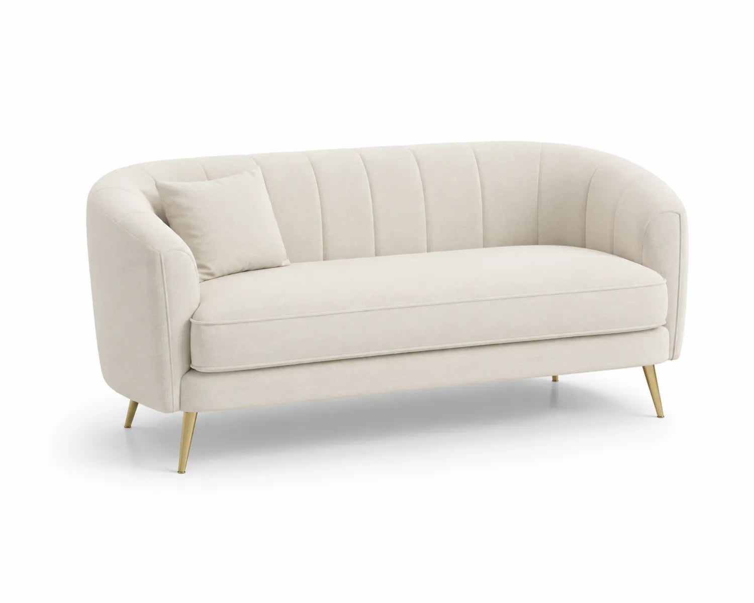 Beiges Stoffsofa mit Metallfüßen