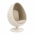 Drehbarer Eierstuhl aus beigem Fiberglas und Polyester