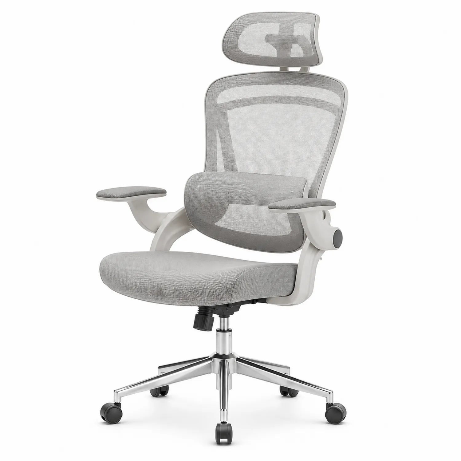 Ergonomischer Bürostuhl aus grauem Netzstoff