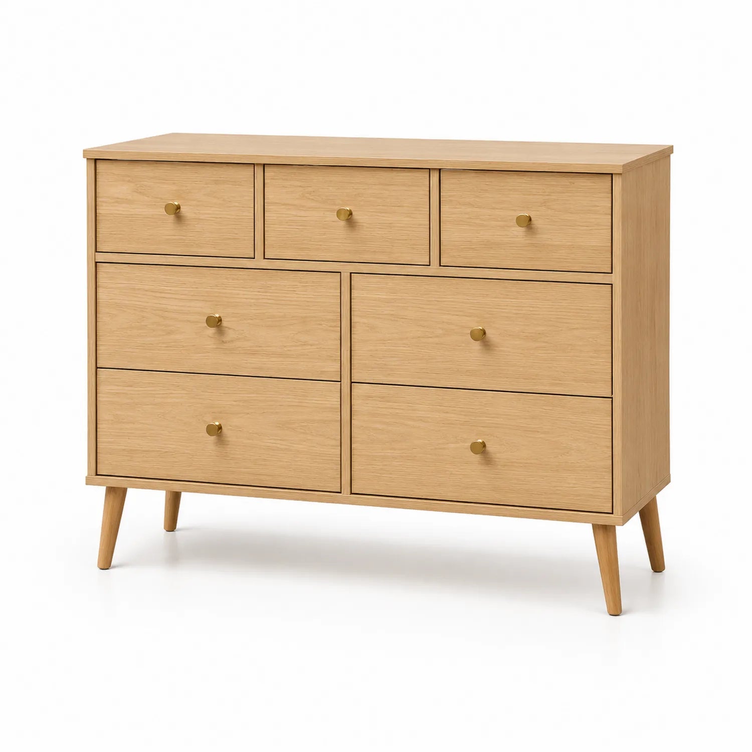 Kommode aus Holz mit 7 Schubladen 80x120x40cm Eiche