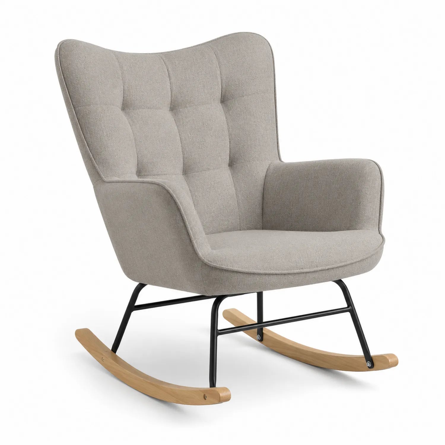 Schaukelstuhl aus Polyester mit Metallrahmen und Beinen aus Buche 85x70x100 cm